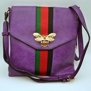 Fashion Queen Bee Stripe Flapover Crossbody Bag